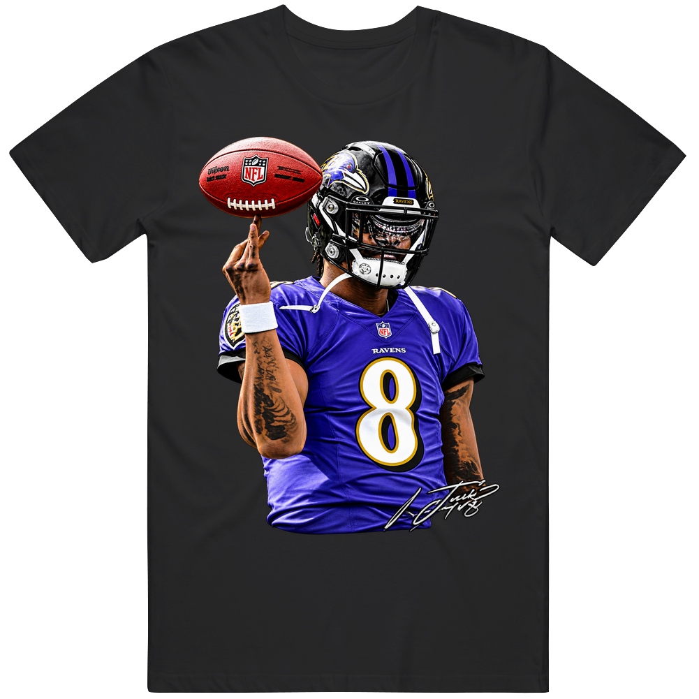 Lamar Spinning Ball Baltimore Football Fan T Shirt